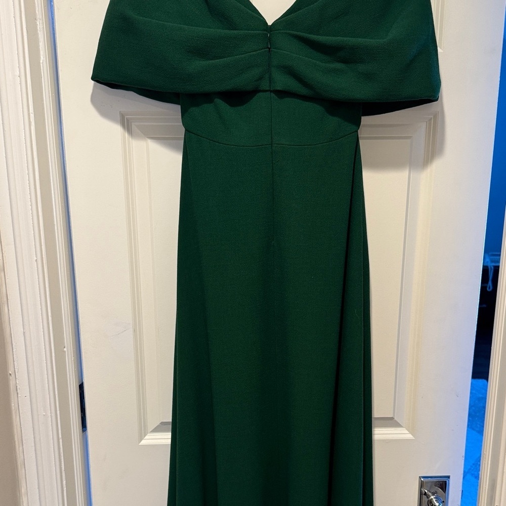 Lela Rose Emerald Green Gown Dress off shoulder - Picture 7 of 10